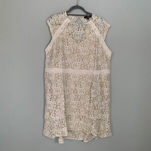 NEW Suzanne Betro Womens 4X Two Tone Lace Mermaid Dress Cream Tan